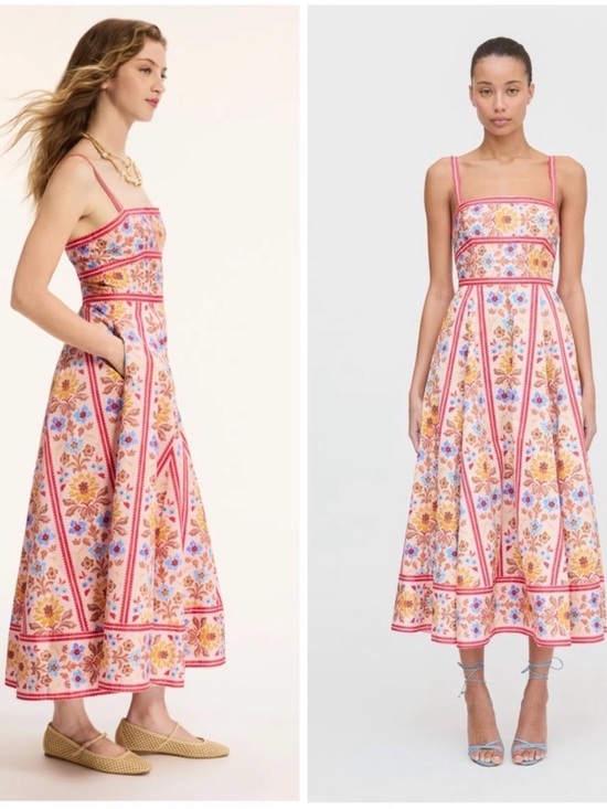 Hill House Dresses & Skirts - Hill House Margot Midi Dress in Pink Floral Block Stripe Size XXL NWT